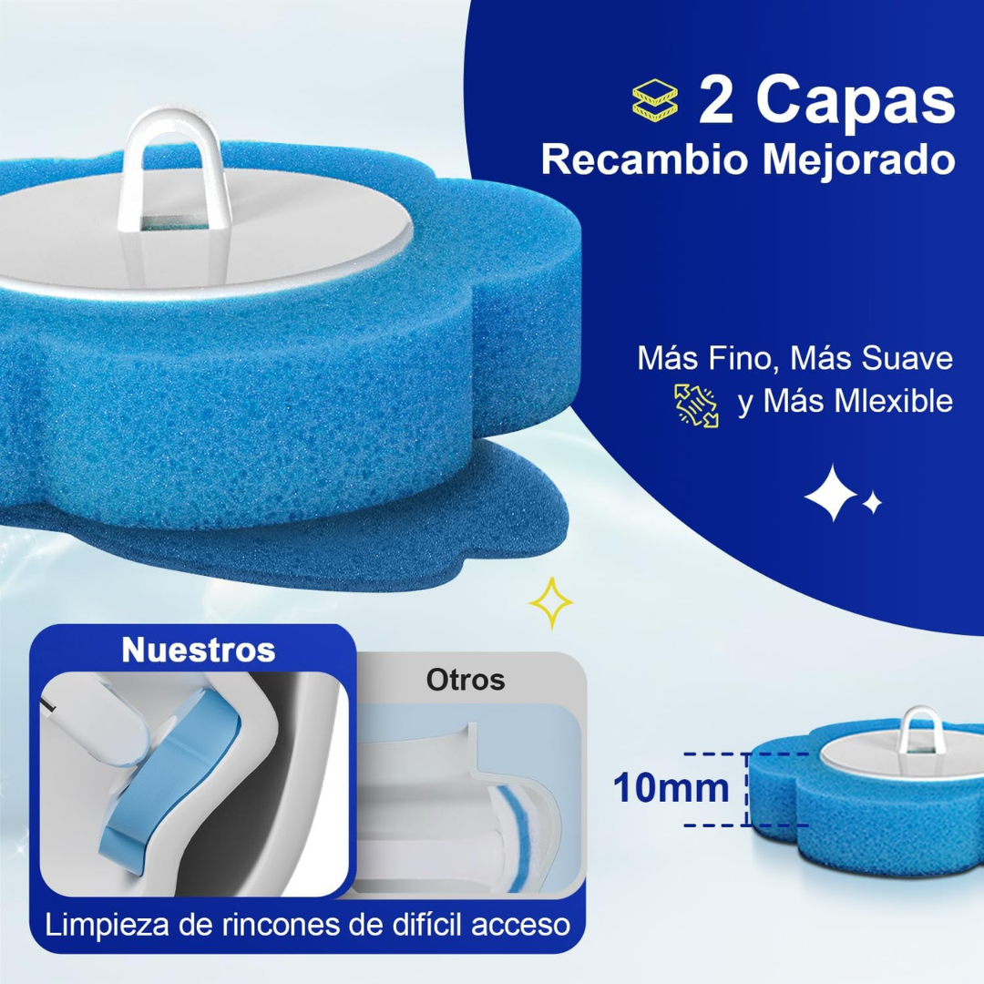 Escobilla para inodoro con cabezal de esponja desechable