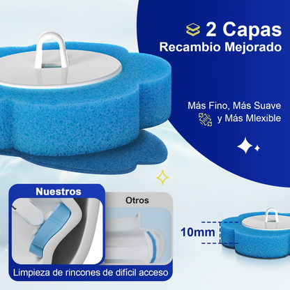 Escobilla para inodoro con cabezal de esponja desechable